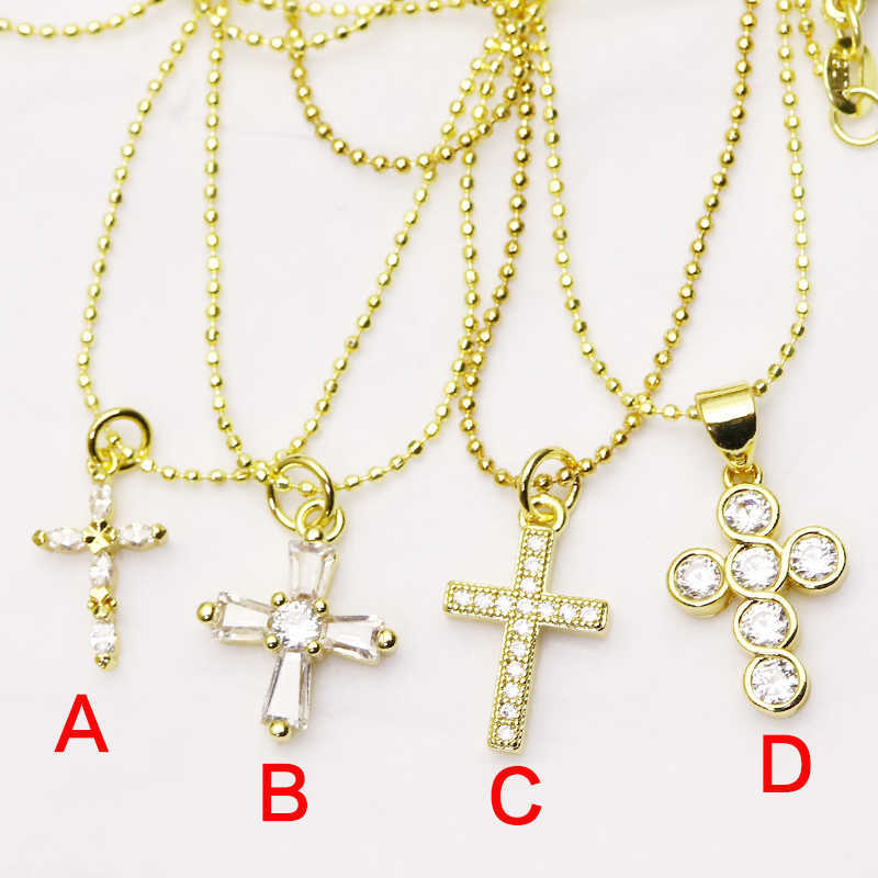 

10 Strand Zirconia Cross shape charms necklace jewelry accessories Slim chain necklace for women New design 8226 X0707