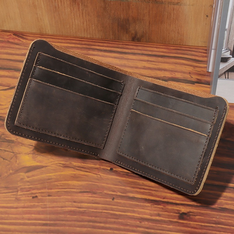 

Men's short top layer leather wallet