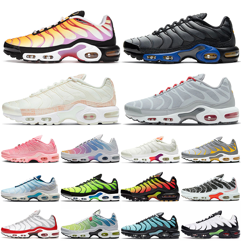 

PLUS TN SIZE US 12 University Red running shoes mens womens 2021 authentic tns se triple black all white pink blue green trainers outdoor sports sneakers, W7 40-46 grey black