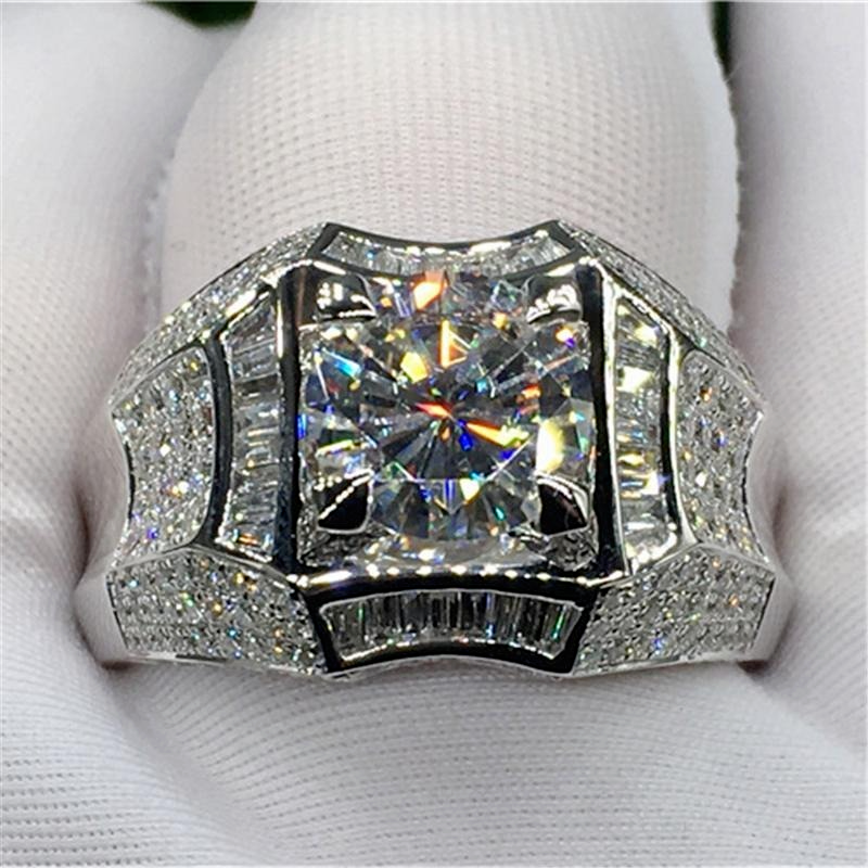 

3 Carats Diamond Ring for Men Rock 14k Gold Jewelry Anillo Esmaltado Silver 925 Jewelry Bague Diamant Bizuteria Rings