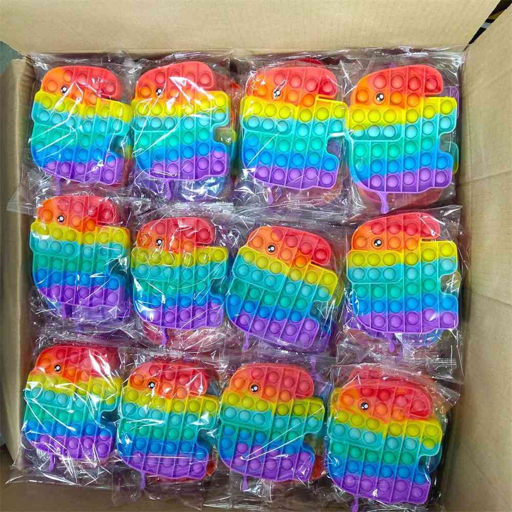 

100PCS/DHL Push Fidget Bubble Poppers Board Tiktok Tik Tok Sensory Rainbow Cartoon Elephant Finger Bubbles Puzzle Family Kids Desktop Toys Stress Relief G55FK7I