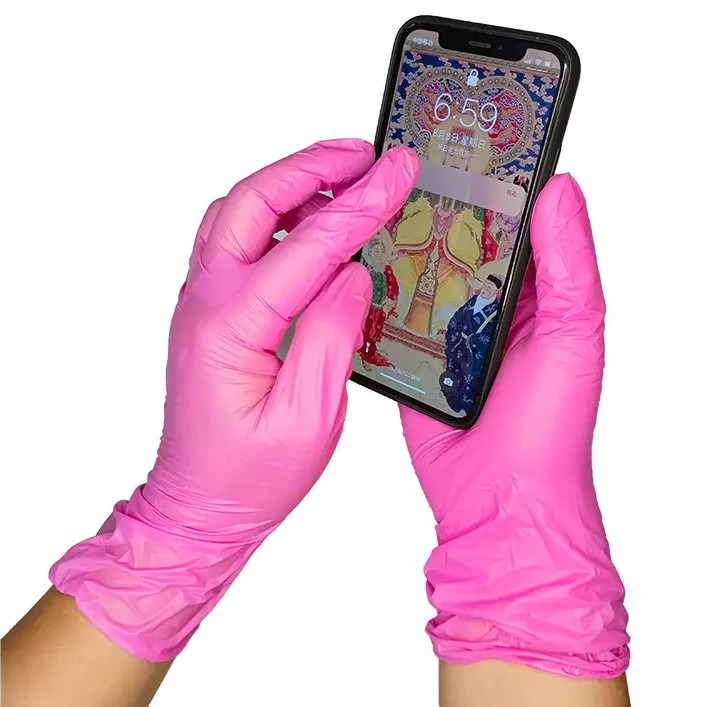

Disposable nitrile gloves non latex grade gloves pink powder free for use 20PCS