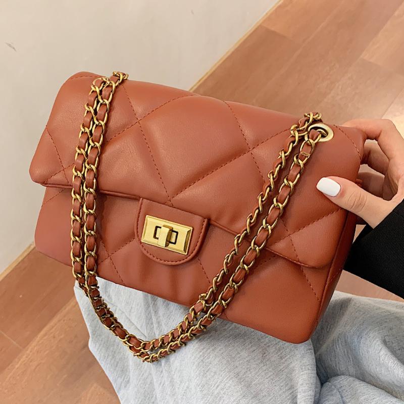 

Evening Bags High-quality Ladies Rhombic Chain Messenger Bag 2021 Autumn Trendy Fashion All-match One-shoulder Small Square Female