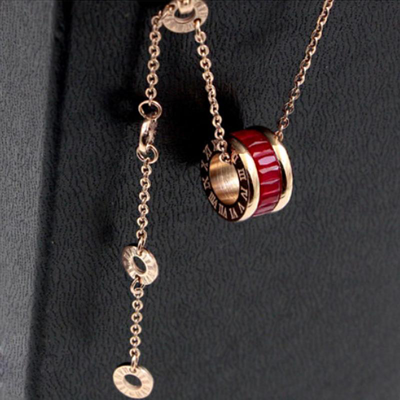

2021 women luxury designer jewelry roman numeral ceramic pendant necklaces rosegold color stainless steel mens necklace gold chain box, Silver