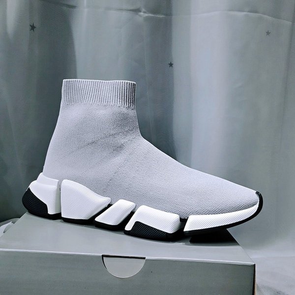 

[With box]2021 designer sock sports shoes mens speed 1.0 trainers luxury women men runners trainer sneakers socks 2 boots platform size 36-45 01, Black