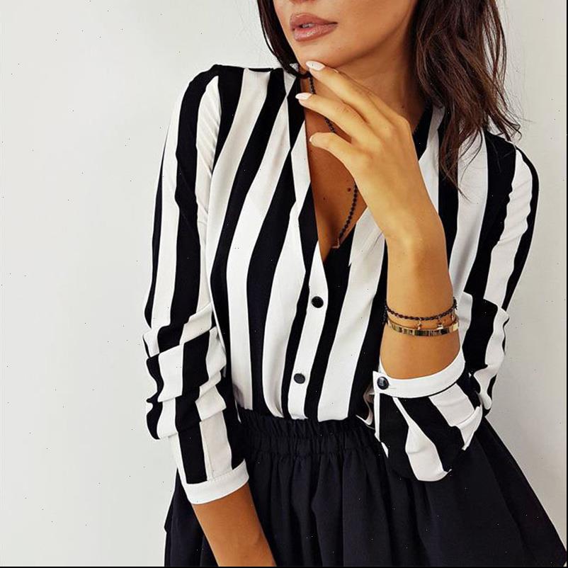 

casual striped loose blusas womens shirts autumn fall office sexy, White