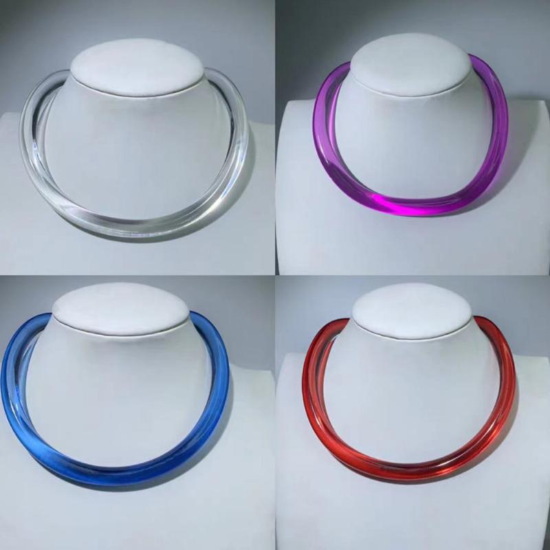

Chokers Original Design 10mm Thickness Acrylic Resin Transparent Big Open Choker Necklace Jewelry Crystal Collar For Women Gift