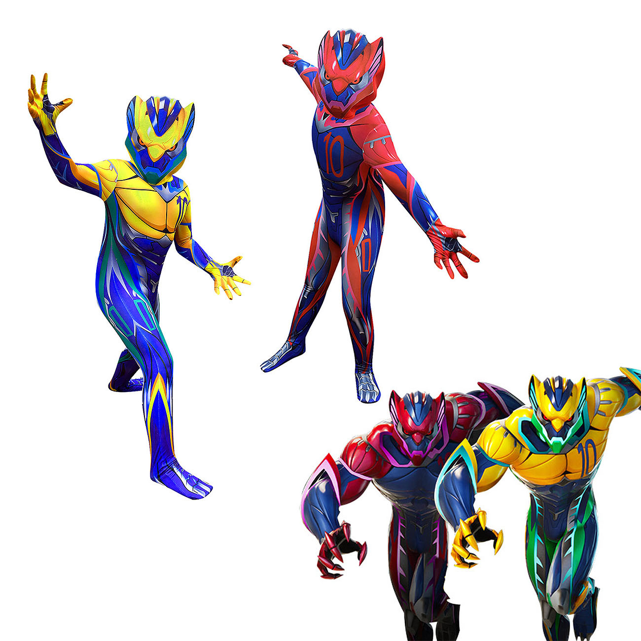

2pcs/set Fortnite Children's Cosplay Costume Boy Halloween One-piece + headgear 4573 Kids Clothing, Blue