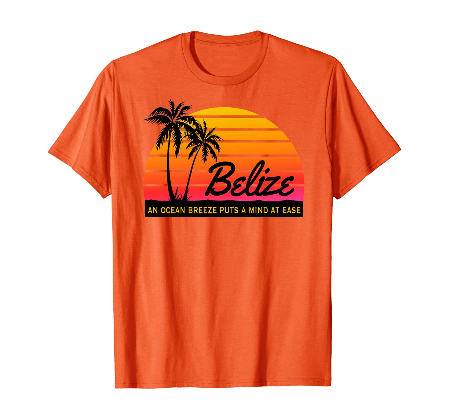 

Ocean Breeze Mind at Ease BELIZE Souvenir Tshirt, White;black