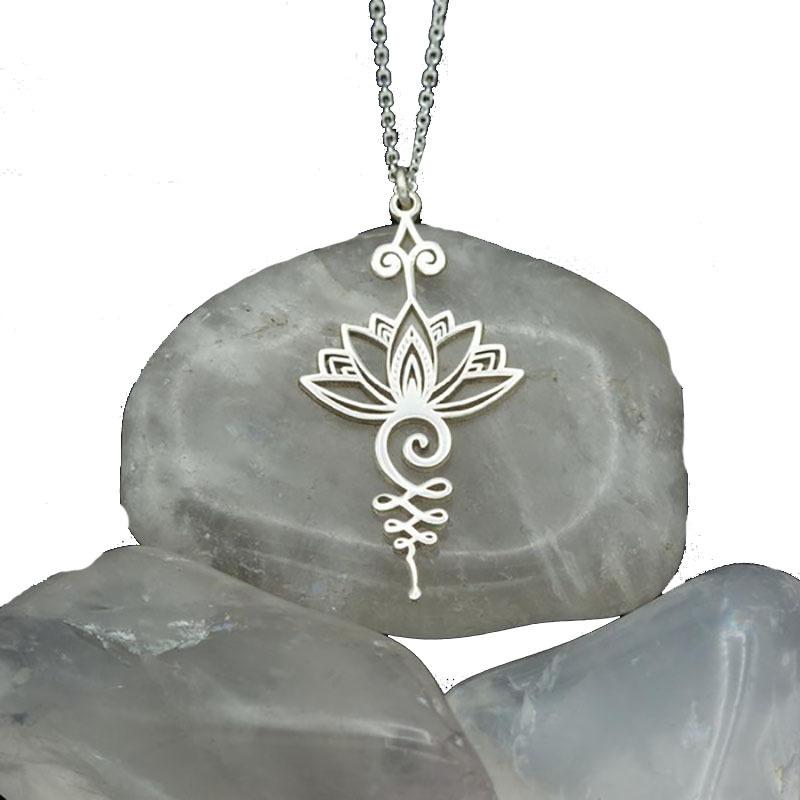 

Pendant Necklaces Trendy Lotus Flower Necklace Hippie Unalome With Charms Hollow Out Yoga Jewelry