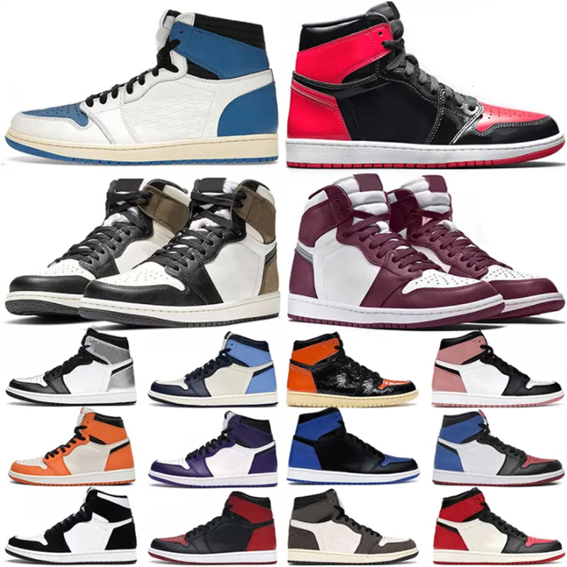 

High Quality University blue 1s 1 basketball shoes dark mocha Chicago patent bred toe twist mens Designer sneakers shadow UNC pollen electro orange women trainers, As photo 39