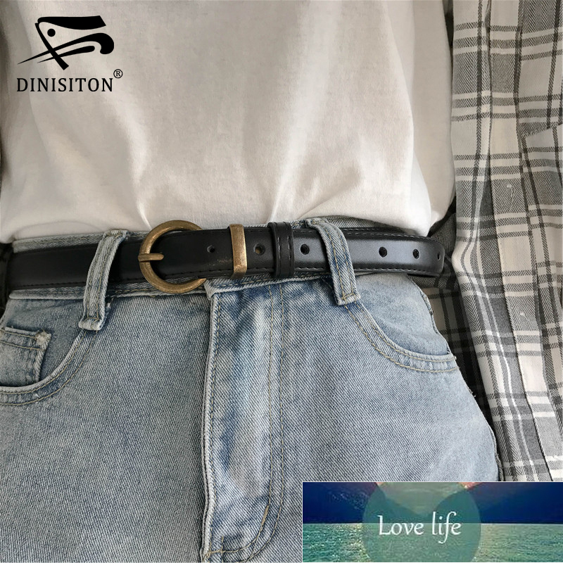 

DINISITON Female Genuine Leather Belts For Women Jeans Dress Waist Strap Pin Buckle Belt Casual Cummerbunds Luxury Brand, Black