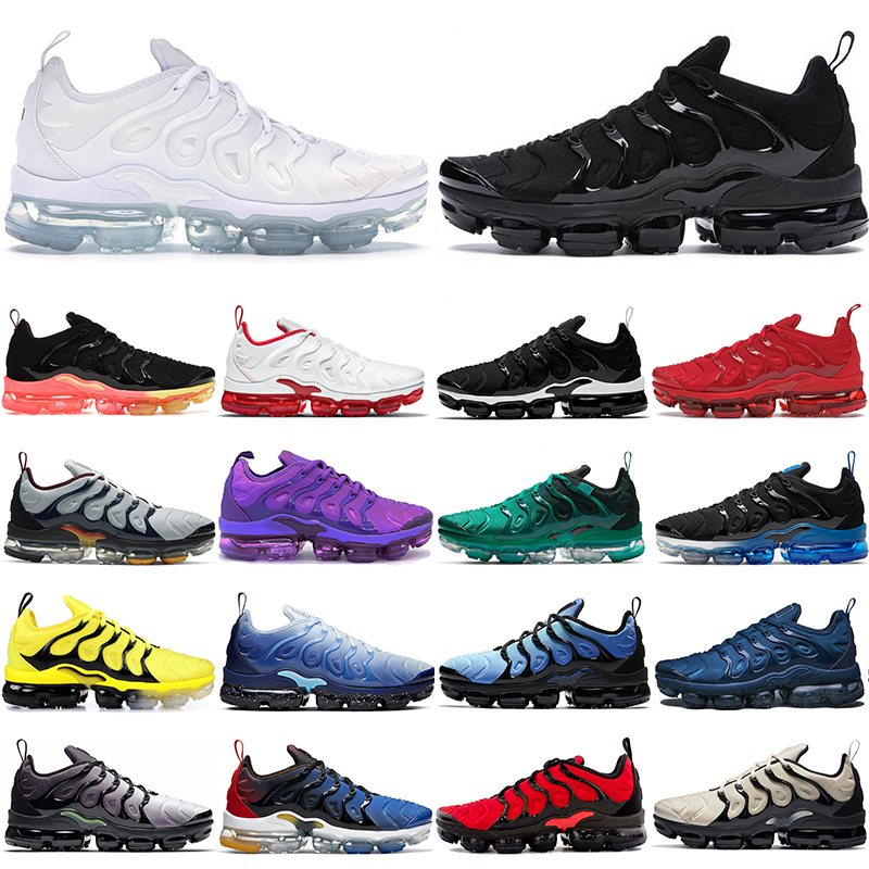 

cheaper tn plus running shoes for men women Triple Black White Fresh Atlanta Lemon Lime Bred Hyper Blue mens trainers sports sneakers size, Red shark tooth