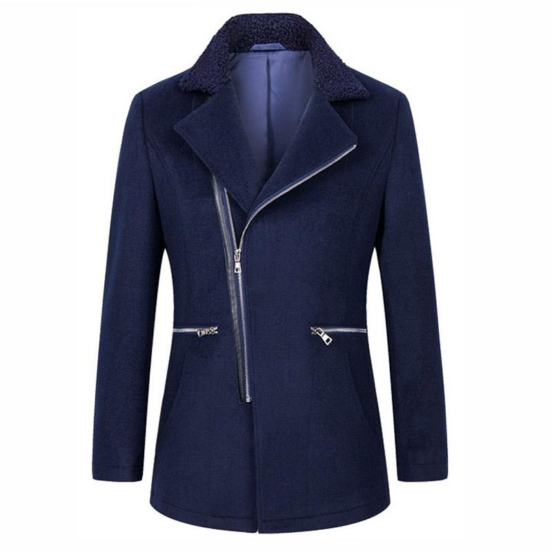 

Men's Trench Coats Clothing Woolen Blend Coat Men Fashion Slim Windbreaker Jackets Mens Navy Blue Casual Overcoat, Black
