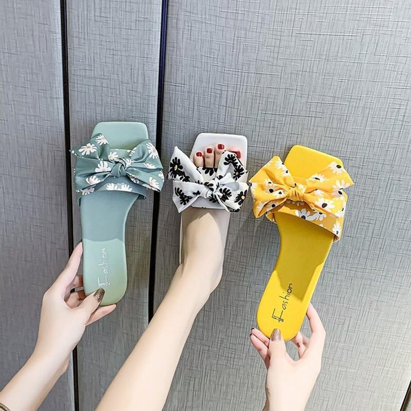 

Sandals 2021 Summer Style Bowknot Casual Fashionable Small Floral Flat Shoes Cute Girl Dress, Black