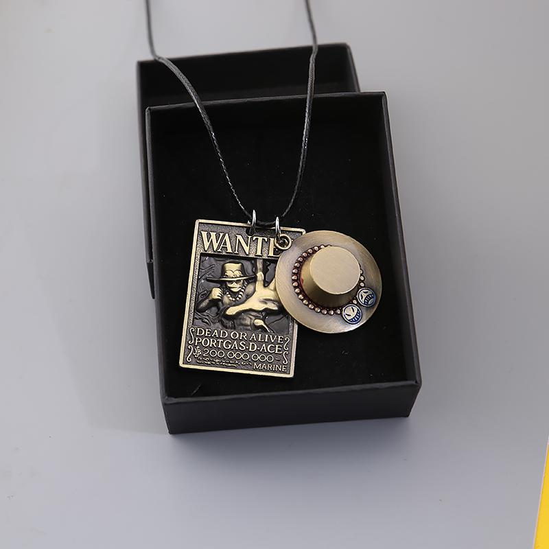 

Pendant Necklaces Anime One Piece Necklace Chains Luffy ACE Wanted Pirate Skull Metal Rope Chain Choker Jewelry Gift Souvenir