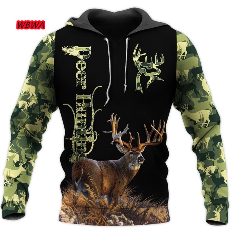 

Men's Hoodies & Sweatshirts WBWA Hunting Deer 3D Printed Mens Harajuku Streetwear Pullover Autumn Hooded Sweatshirt Unisex Casual Jacket Tra, Black