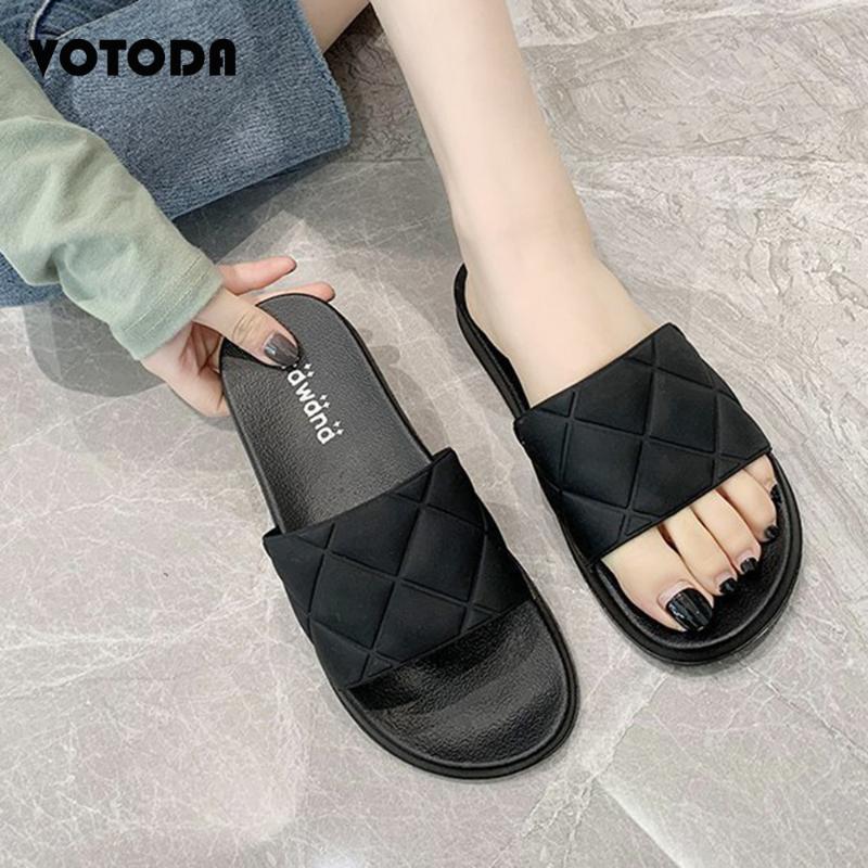 

Slippers Summer Women Beach PVC Bathroom Ladies Flat Sandals Couple Home Flip Flops Slides Casual Non-Slip Female Shoes, Black