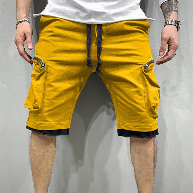 

Men's Shorts Summer Fitness Male Many Pocket Sport Casual Hip-hop Overalls Five Point Pants Solid Color Cotton Soft Clothing, 02