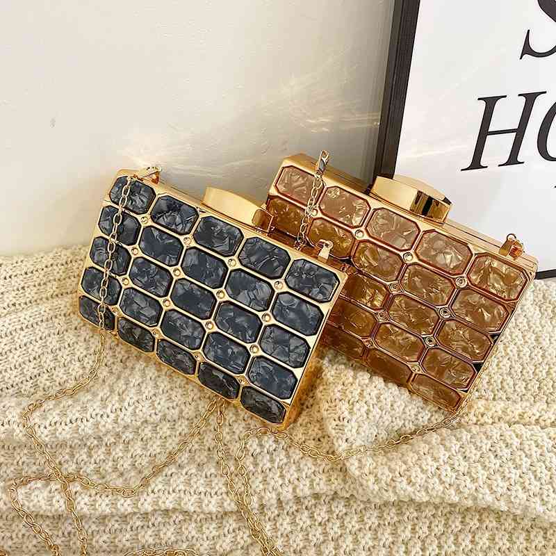 

Texture popular women's 2020 new fashion ins small square bag foreign temperament Dinner Bag, Black