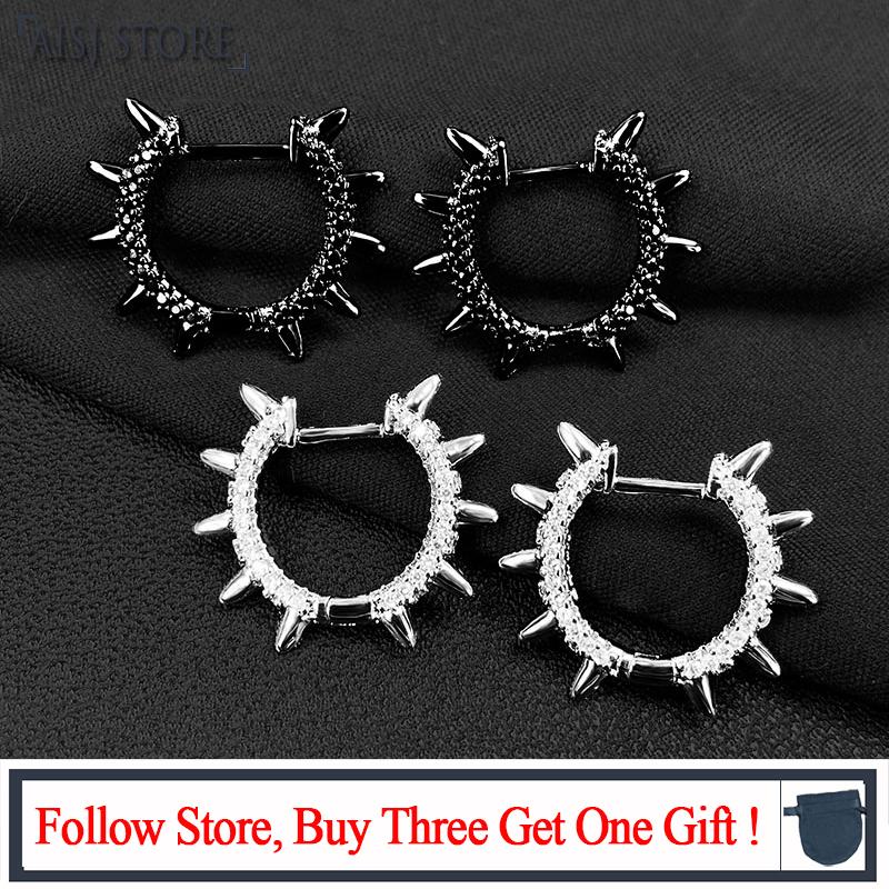 

Dangle & Chandelier S925 Sterling Silver Geometric Rivet Circle Ear Buckle Personalized Earrings Fashion Punk Style Monaco Jewe