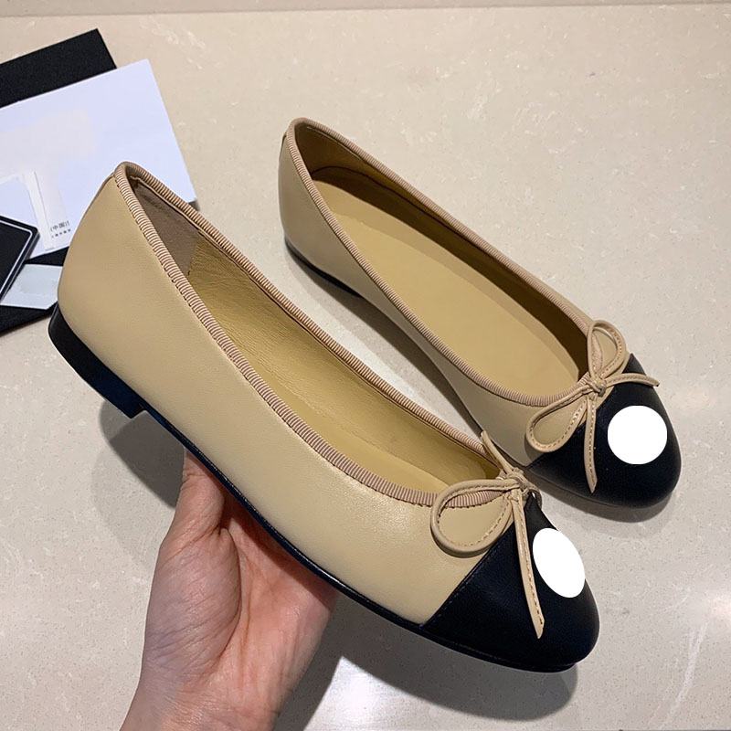 

Designer Luxury Ladies Dress Ballet Shoes Bowknot Leather Flat Sole Fashion Casual Soft Low Heel Single Female Size 34-42 dance shoe, Black
