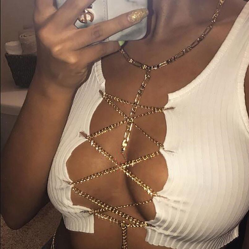 

White Metal Chain Womens Blouses Blouse Cut Out Crop Top Sleeveless Lace Up Tops Sexy Adjustable Clubwear Strappy Shirt C30