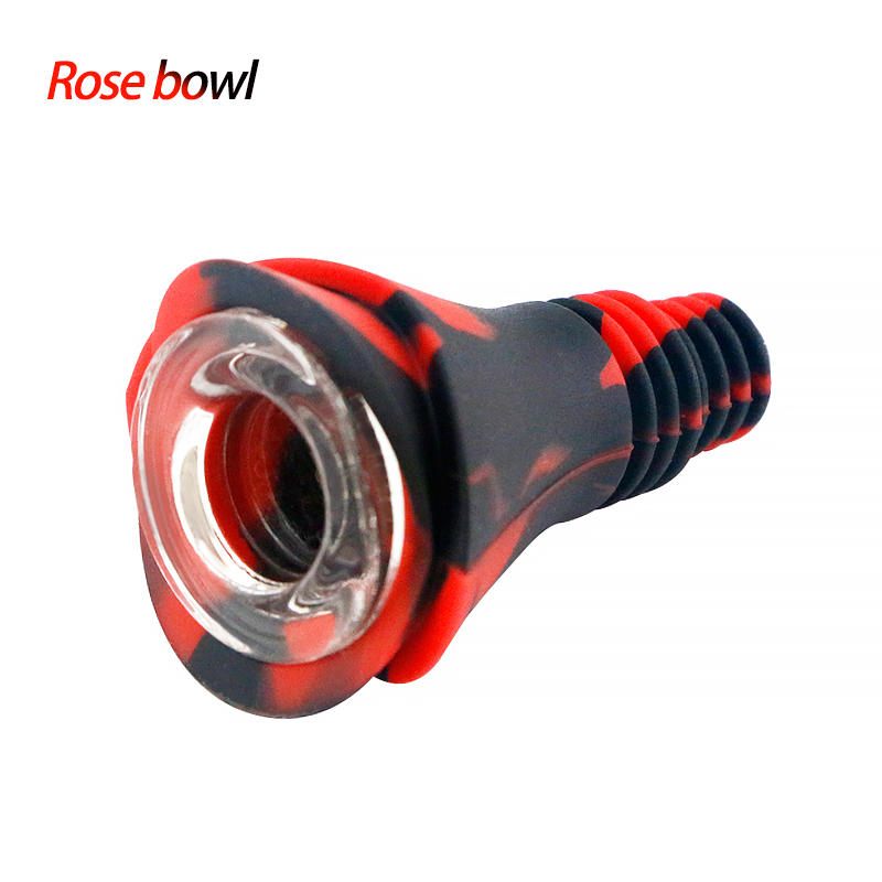 

Waxmaid wholesale Rose Shaped unbreakable glass smoking bowl silicone body protection for water pipes suit 14mm 18mm bong joints 240pcs/carton stock in US