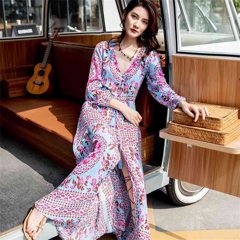 

Women' Bohemian beach skirt resort style FP positioning print dress f326, Color