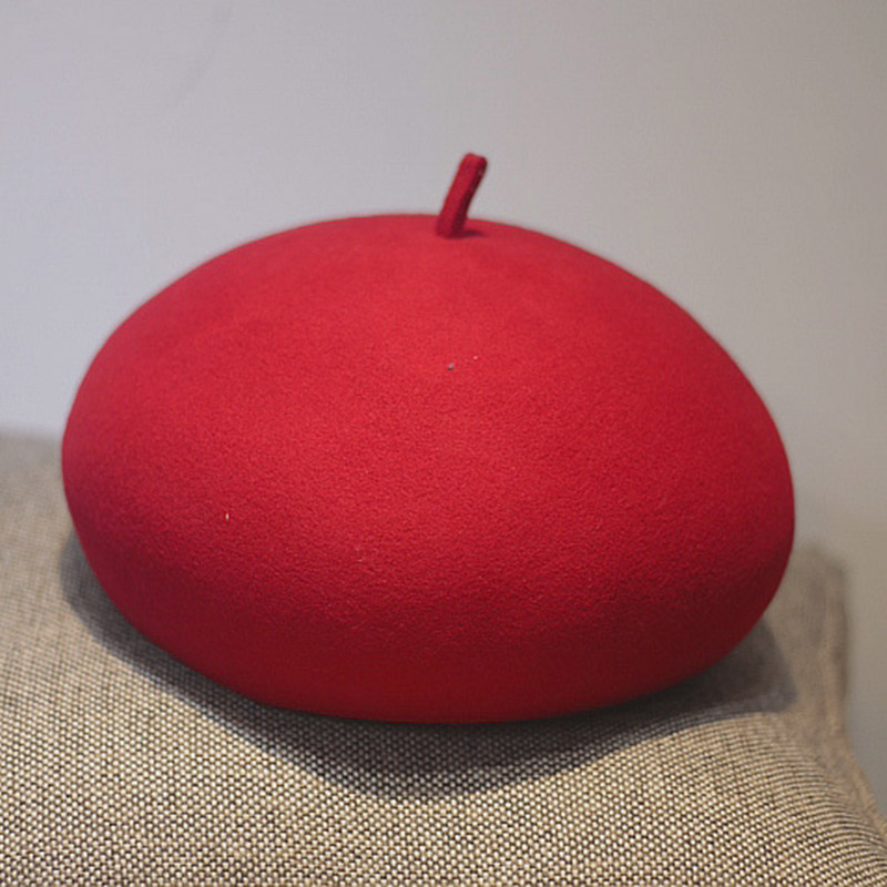 

100% Wool Felt Winter Beret Solid Warmer Women Beanies Cap Classical French Style Beret Femme Beanies Cap Ladies Fascinator Hatg, Khaki