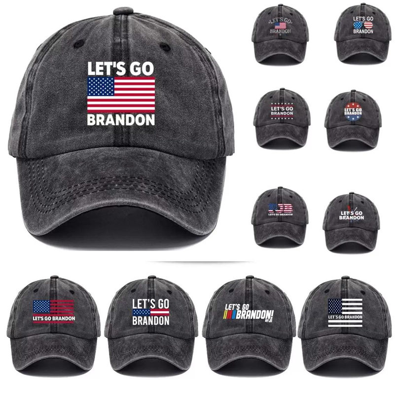 

US STOCK 2022 Party Hats Lets Go Brandon FJB Dad Beanie Cap Printed Baseball Caps Washed Cotton Denim Adjustable Hat