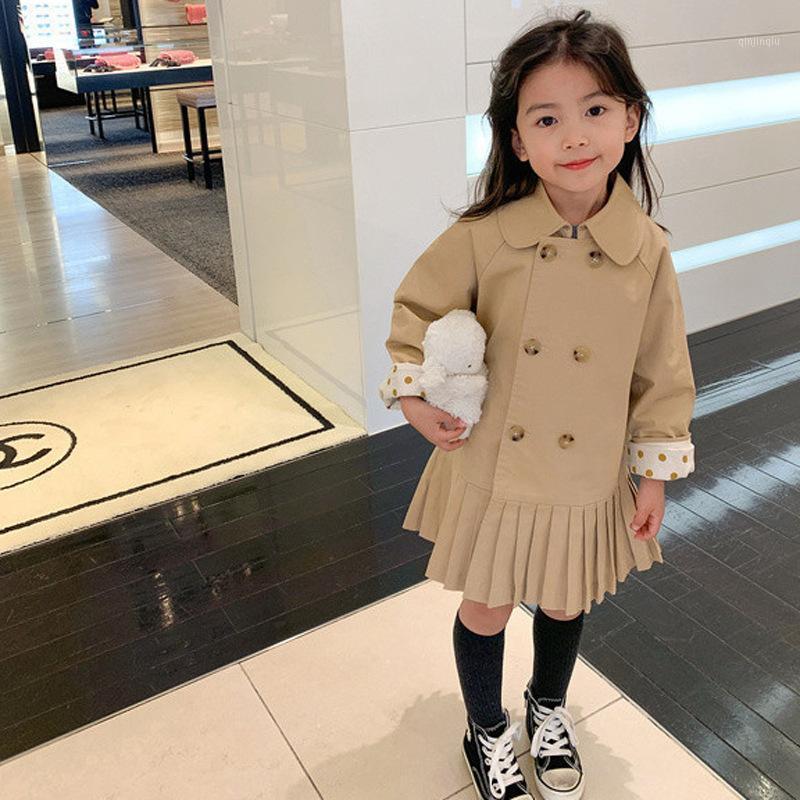 

Coat Koodykids Autumn Kids Girls Coats Outfits Children Casual Trench Khaki Dress Toddler Outwear Spring 2-7 Y, Blue;gray