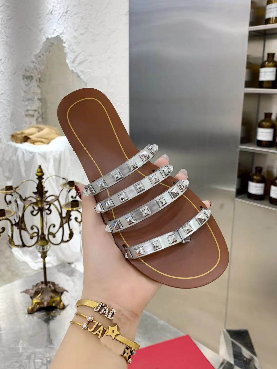 

Fashion Womens slipper Slide Top quality Slippers Summer Sandals Beach Girls Flip Flops Loafers Beautiful 35-43, Box