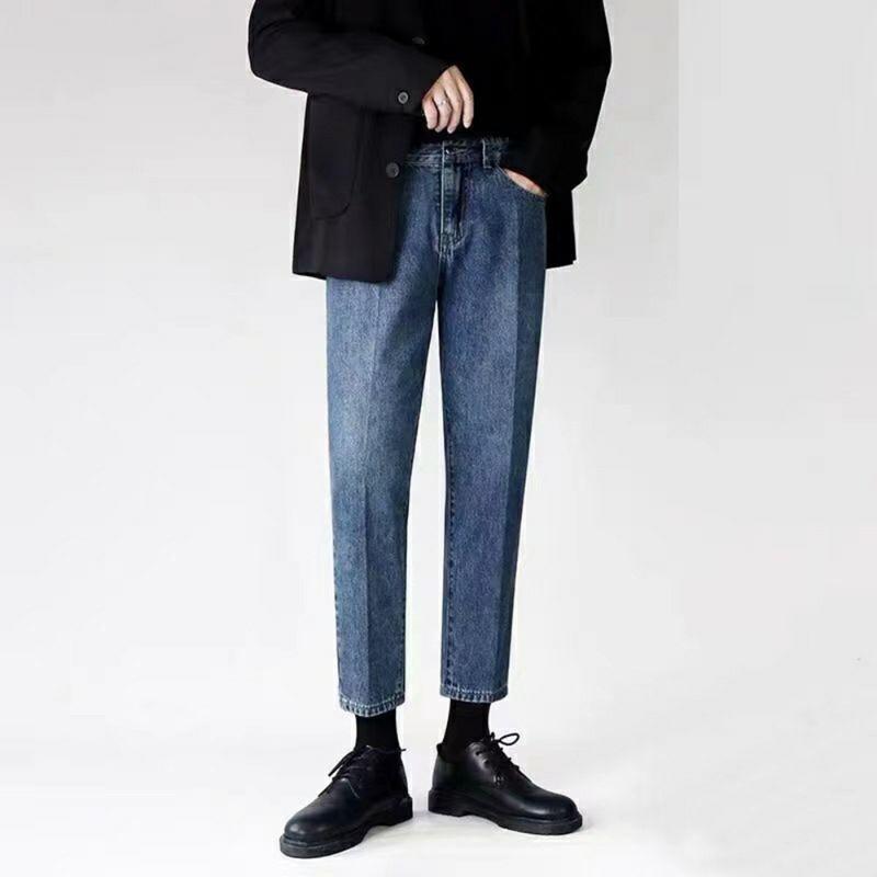 

Men's Jeans Casual Streetwear Blue Slim Fit Men 2022 Spring Masculina Pants Trendy Toursers