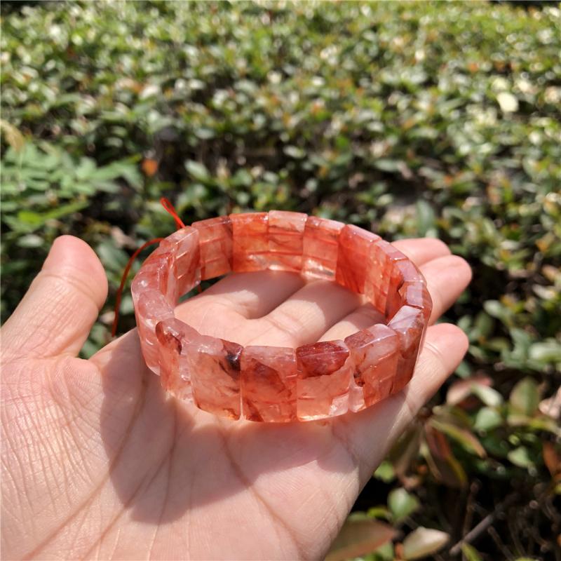 

Beaded, Strands Natural Red Hematoid Quartz Bracelet Round Square Shape Beads Fashion Jewelry Gift For Women