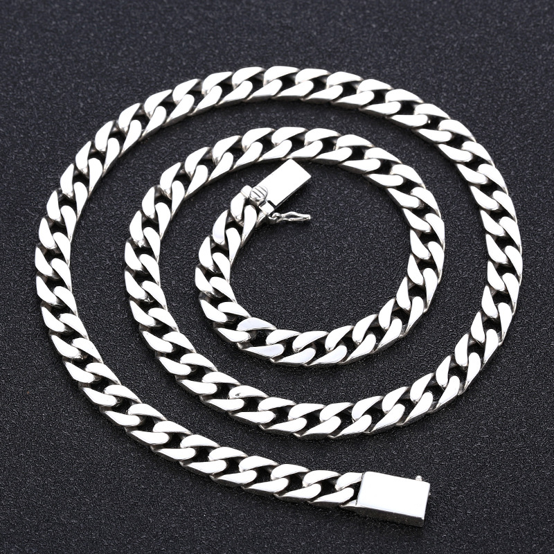 

High quality 925 sterling silver thick link chain men's necklace American European gothic punk style antique designer luxury jewelry accessories gifts