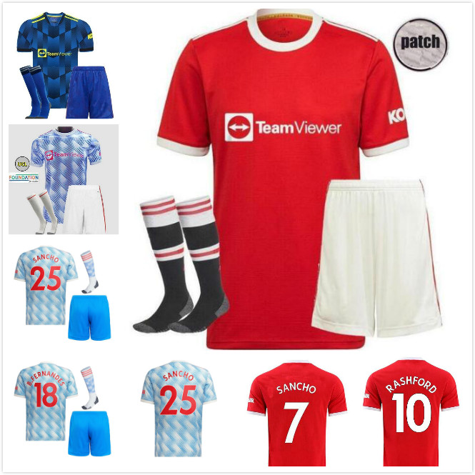

2021 2022 United Soccer Jersey SANCHO B.FERNANDES 21 22 Football Shirt BRUNO FERNANDES LINGARD POGBA RASHFORD UTD Men + Kids Kit Sets Uniform, Black