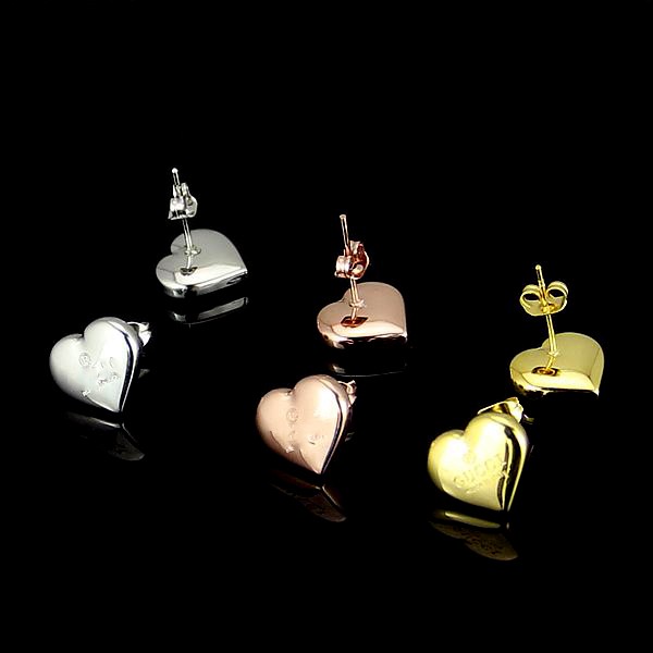 

Never fade no allergie wedding studs High Quality Extravagant Jewelry Stainless Steel Gold silver rose Plated heart love G Stud earrings For girls Women