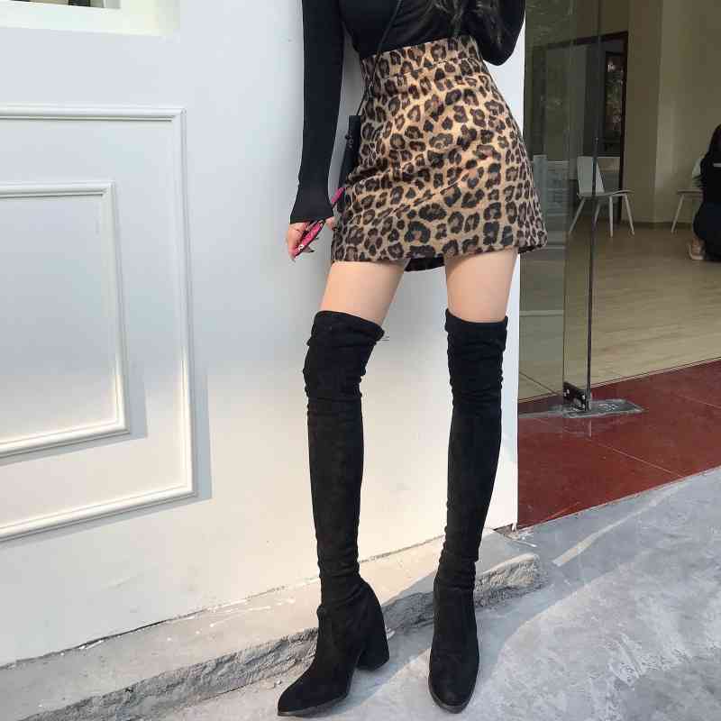 

WERUERUYU Women' Leopard Printed Skirt High Waist Sexy Pencil Bodycon Hip Mini Fits All Seasons Casual Snake Skirt 210608, Photo color
