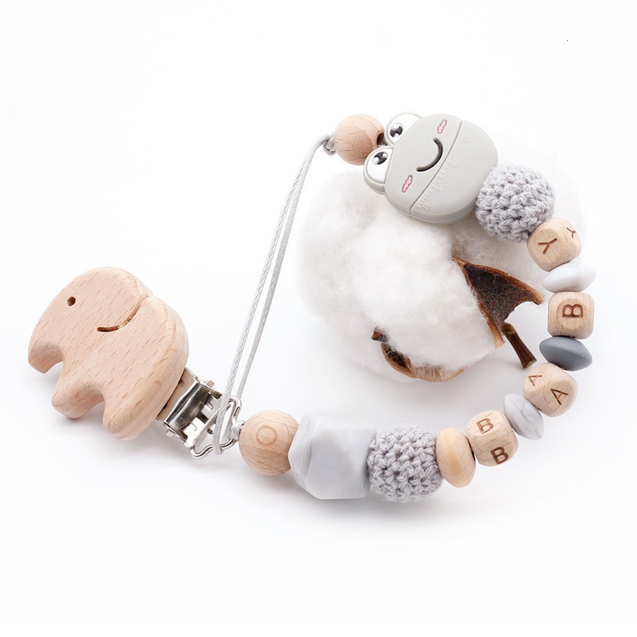 

Pacifiers# New Baby Clip Chain Personalised Name Wooden Holder Soother s Nipple Infant Bottle Shower Gift D7GT