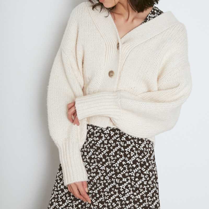 

Spring Casual Solid Sweaters Woman Sweet Simple Loose Women Cardigan Fashion V Neck Single Breasted Design Knit Coat 210525, Purple