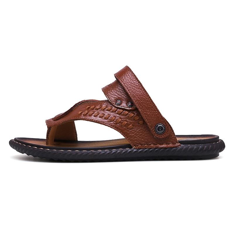 

Sandals Piel Sandalias Sandalet Sandalia Playa Rubber 2021 Herren Sandals-men Hombre Summer Masculina Work Vietnam Cuero Slide Beach Da, Black