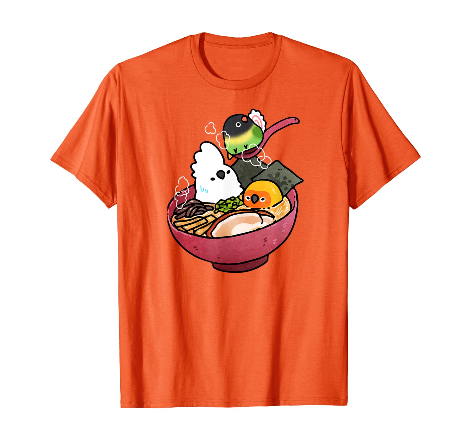 

Bird Ramen Cute T-Shirt, White;black