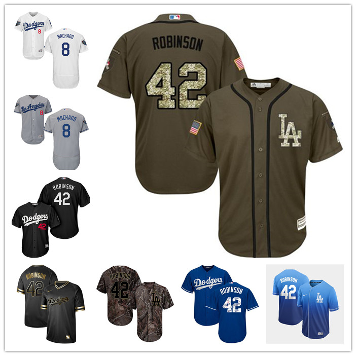 

Custom men womens youth los angeles dodgerss 8 machado 42 Jackie Robinson white grey camo Authentic Weekend 2020 Home Throwback Jersey, Black