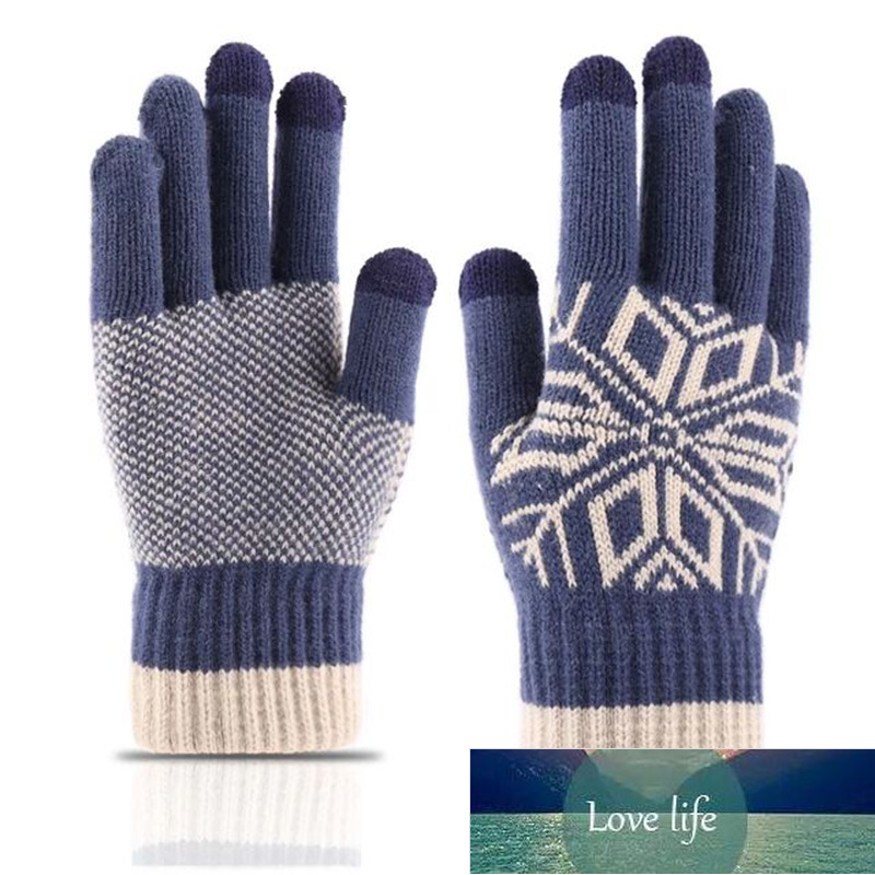 

Unisex Wool Knit Jacquard Touch Screen Driving Gloves Men's Winter Cashmere Plus Velvet Thicken Elastic Warm Cycling Mittens H64 Factory price expert design Quality