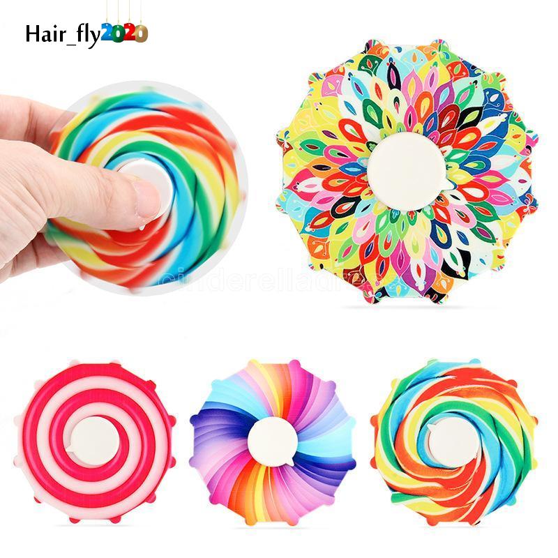 

Cross-border double-sided colorful fingertip spinning top Rainbow color finger decompression toy gift HJ30