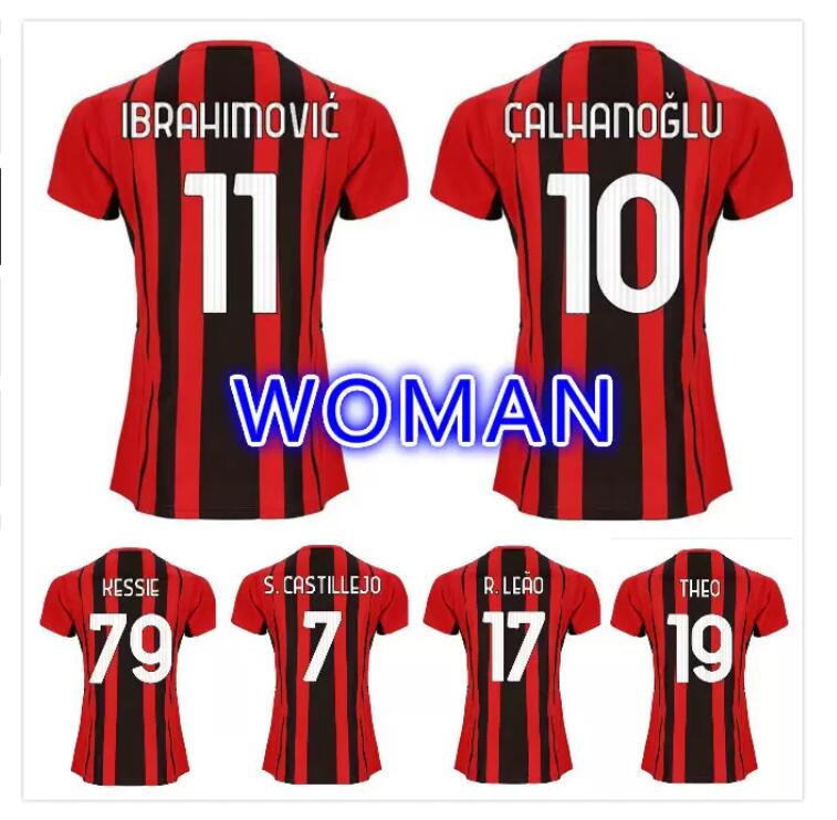 

Women AC Maglia da calcio milan 21 22 ladies soccer jersey IBRAHIMOVIC PAQUETA BENNACER ROMAGNOLI CALHANOGLU 2021 2022 girls football shirt