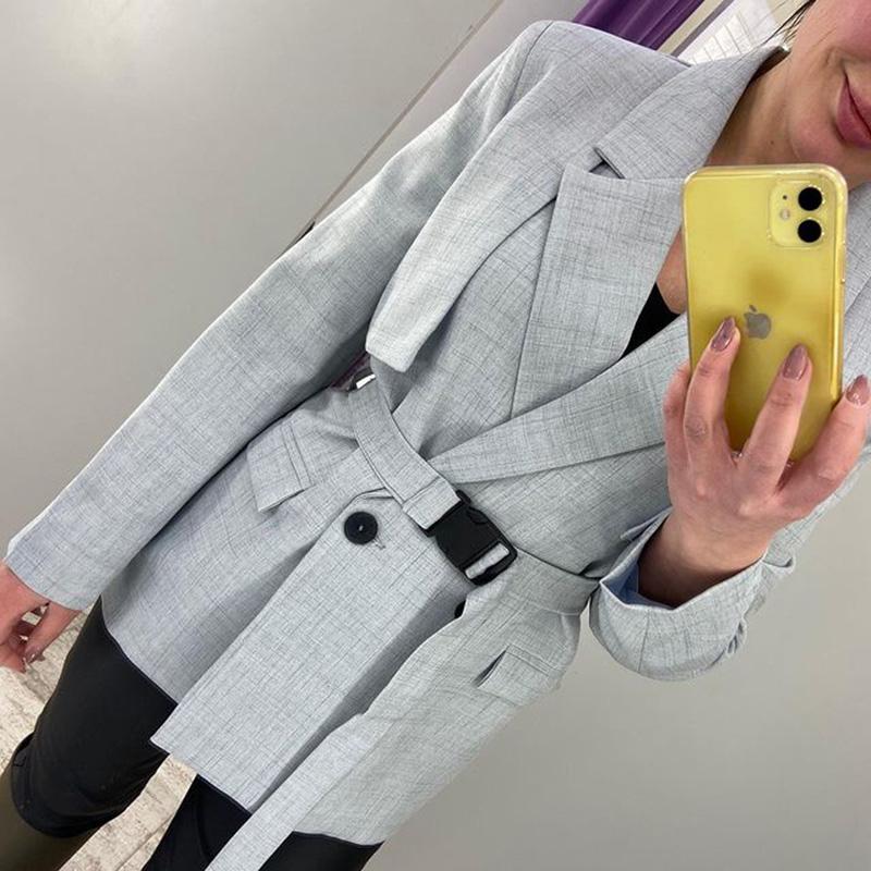 

Fashion Notched Tie Belt Waist Blazers Women Elegant Long Sleeve Jackets Double Breasted Office Lady Suits Ladies Women, Black