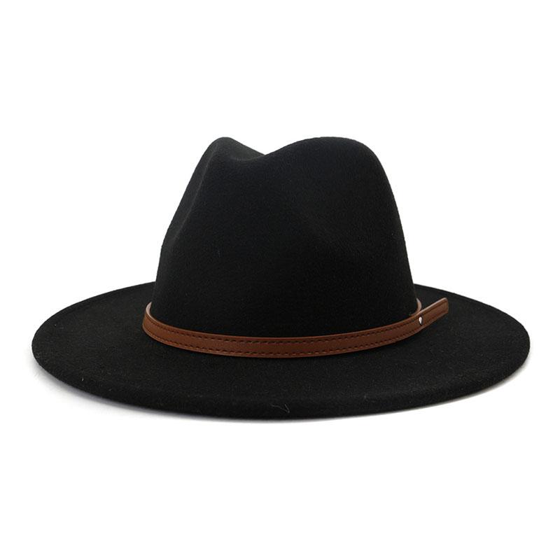 

Berets Women's Hat Men's Fedoras Sun Autumn Winter Felt Panama With Chain Headgear Black Fashion Chapel Beach Warm Wedding Picture, 16