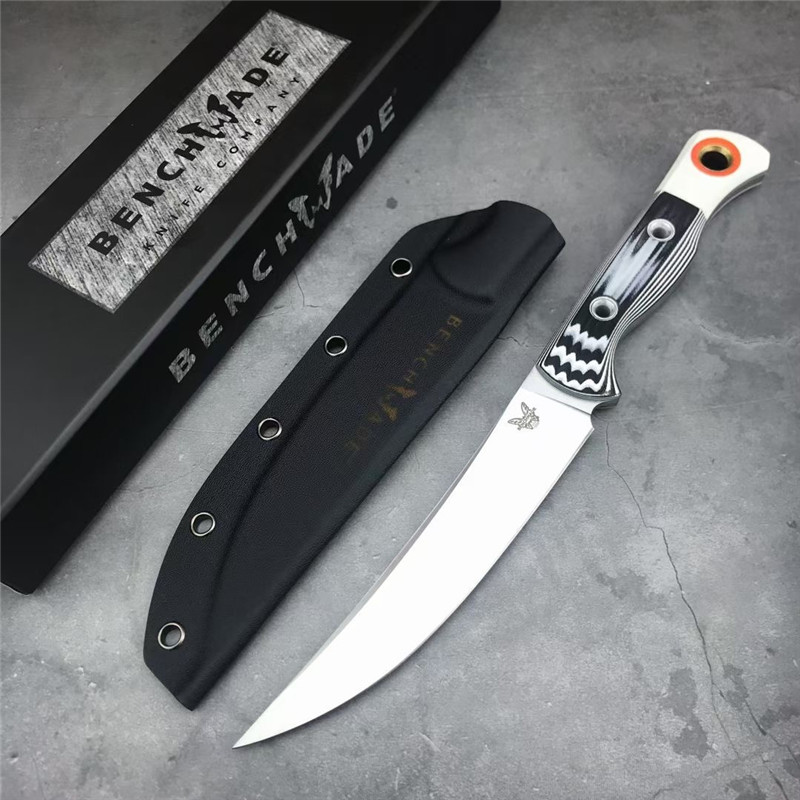 

High Quality Benchmade 15500-1 Hunt Meatcrafter Survival Straight Hunting Knife S45VN Satin Blades Full Tang G10 Handle Fixed Blade Knives With Kydex